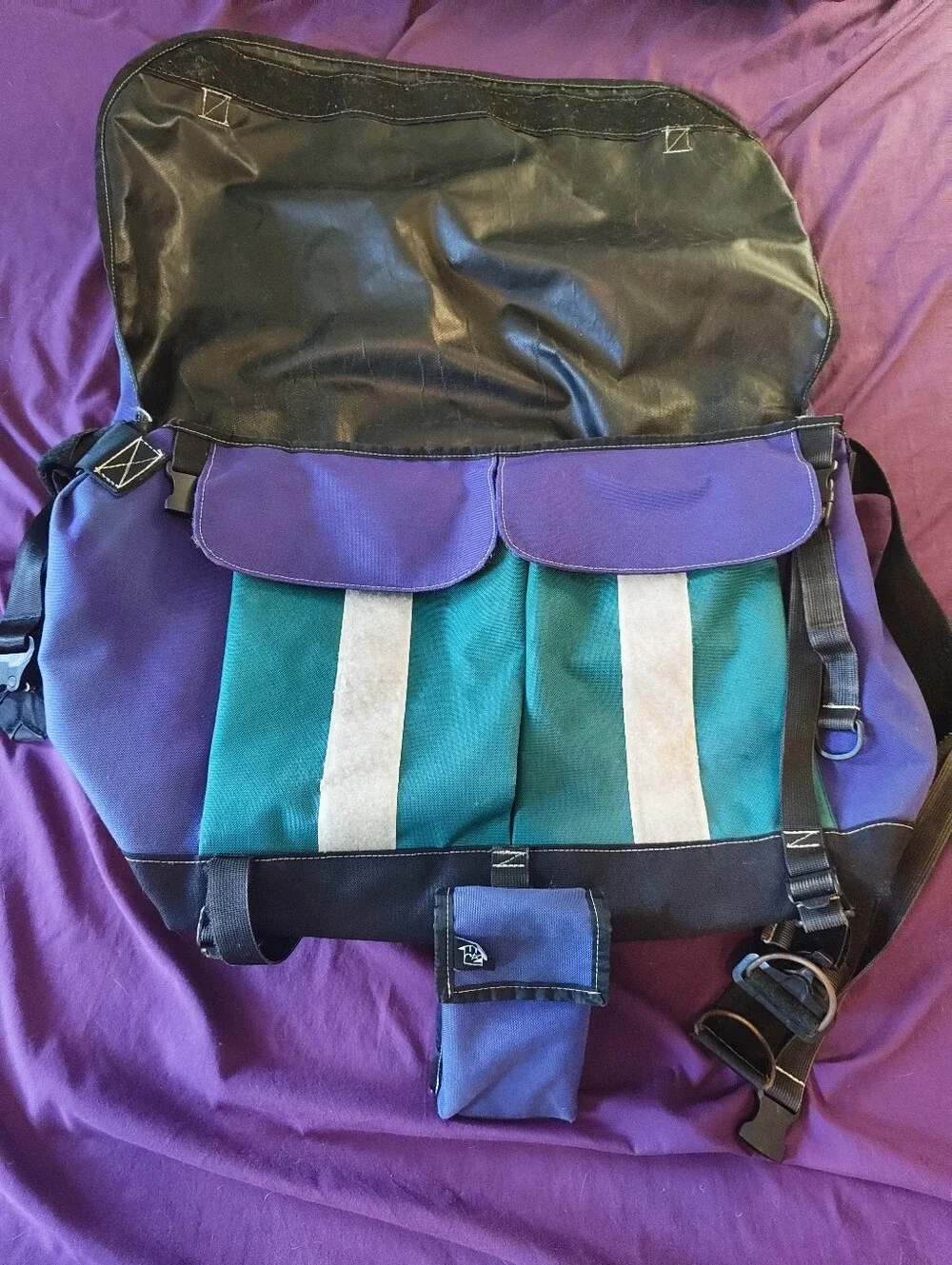 REload XL Full Custom Bicycle Messenger Bag Matching Cell Holster Purple/Teal